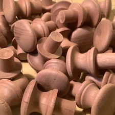 20 NEW UNFINISHED Cherry 1-1/4” ROUND WOOD CABINET KNOBS INV-BX30