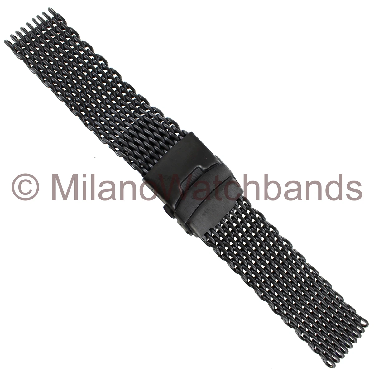 22mm deBeer PVD Black Shark Mesh Push Button Fold Over Divers