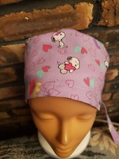 SNOOPY HEARTS AND LOVE HANDMADE SURGICAL SCRUB CAPS