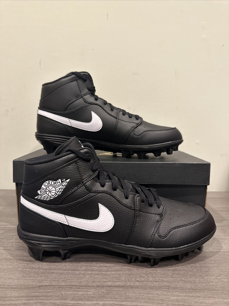 Nike Air Jordan 1 Mid TD Football Cleats Black White FJ6805-001