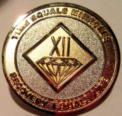 Narcotics Anonymous NA GOLD SILVER 12 Year Medallion Chip Coin Token Sober
