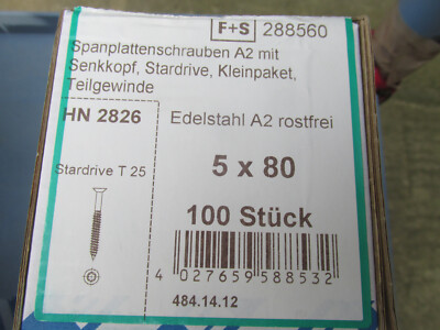 Holzschrauben seko Edelstahl 5x80mm 100Stück / ContPal3aK2...