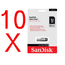Lot of 10 x SanDisk 32GB Cruzer Ultra Flair USB 3.0 150MB/s Flash Mini Pen Drive