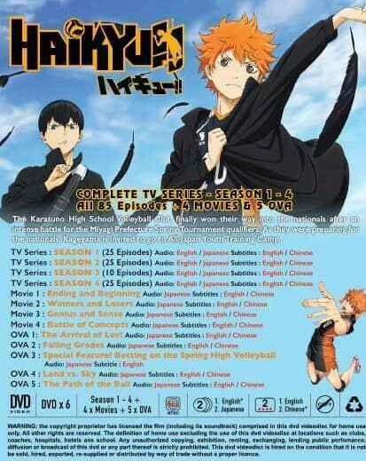 DVD Anime Haikyuu!! Season 4: To The Top (1-25 End + 2 OVA) English Subtitle