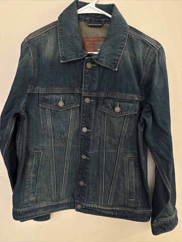 Abercrombie & Fitch Mens Medium Blue Washed Trucker Jean Jacket Size L