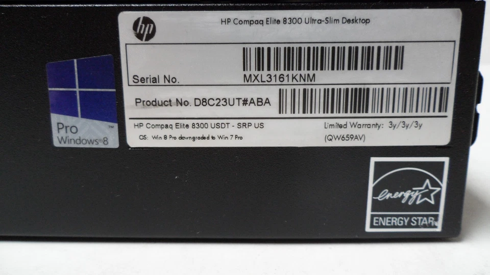 HP Compaq Elite 8300 USFF / Intel i5-3470S 2.9GHz 4GB Mem 500GB HD  - Image 4 of 4