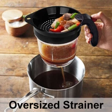 1L Gravy Fat Separator With Bottom Release 4-Cup Soup Oil Separator w/ Strainer
