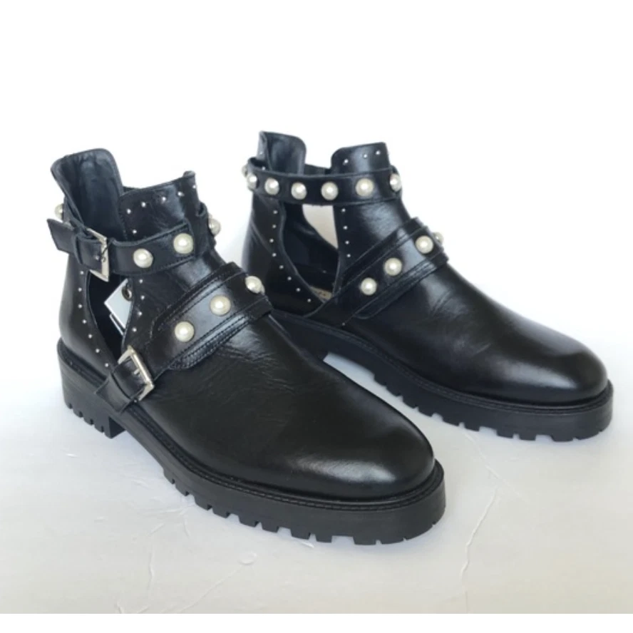 Zara flat cut out ankle cheap boots