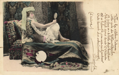 PC CPA RISQUE NUDE FEMALE, BELLY DANCER POSING, VINTAGE POSTCARD (b7779)