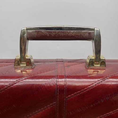 Vintage Presto Eel Skin Leather Maroon Burgundy Red Attache Briefcase - Picture 3 of 17
