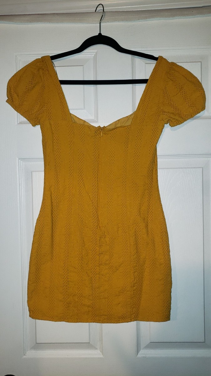 forever 21 yellow mini dress NEW Forever 21 Yellow One Shoulder Mini Short Dress S Small Bodycon Cross Strap