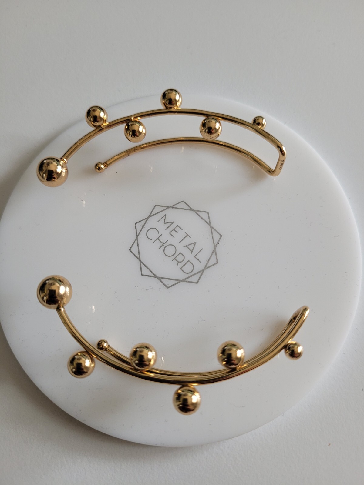 Gold Plated Metal Chord Ear Cuffs with Stud Design