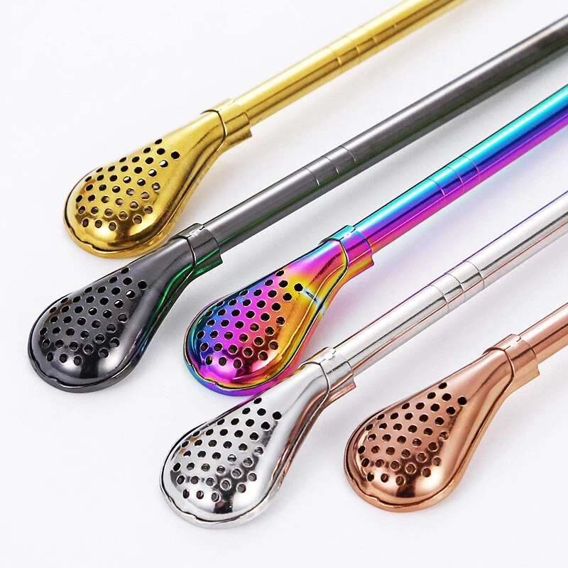 10pcs Yerba Mate Straw Spoon Bombilla Stainless Steel Metal FIlter 18cm Long - Image 3 of 4