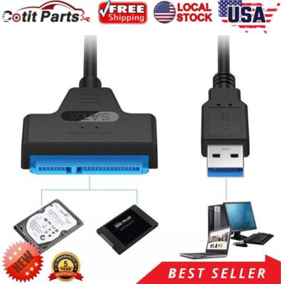 USB 3.0 to SATA III HDD SSD 2.5'' Hard Drive Adapter Cable 22-Pin Data Power UASP