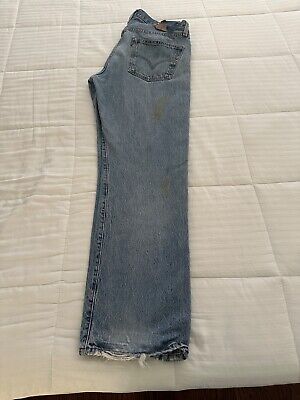 Mens Levis 501 Work Jeans Button Fly Jeans 35x30 Worn and Torn | eBay