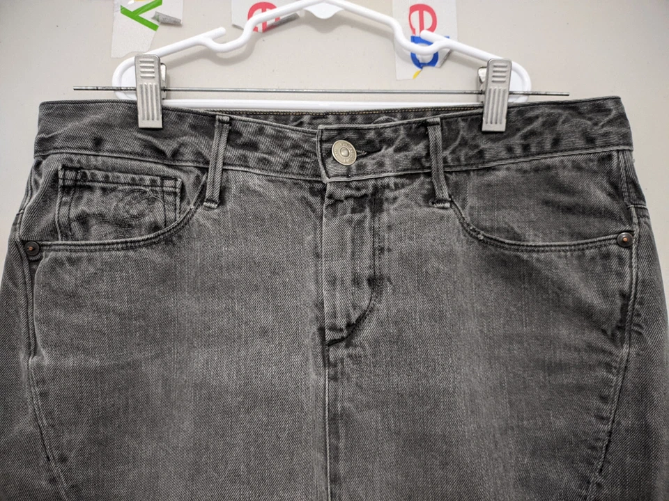 Saia jeans Ernest costurada feminina 29 cinza Charlotte 79 lápis 100% algodão - Imagem 3 de 4