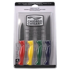 Chicago Cutlery 4-Piece Colored Paring Knife Set