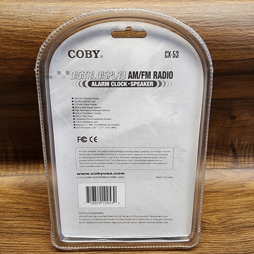 Coby CX-53 Digital Display AM/FM Radio Alarm Clock Speaker Earbuds New Sealed - Picture 2 of 6