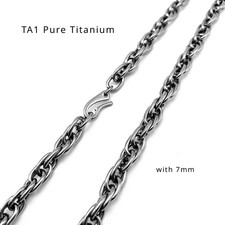 21.6/23.6/25.6 Inch Pure Titanium Twisted Necklace 7mm Trend Anti Allergic Men