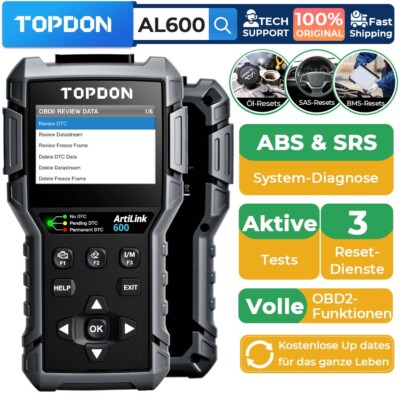 TOPDON KFZ AL600 OBD2 Diagnosegerät Scanner Fehler Auslesegerät Aktive Test BMS
