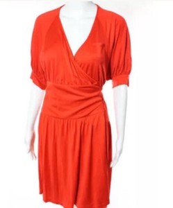 orange silk wrap dress