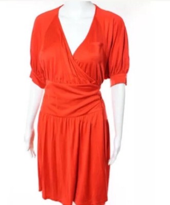 orange silk wrap dress