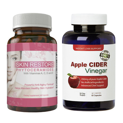 Skin Restore Collagen Supplement & Apple Cider Vinegar Weight Management 60 Caps