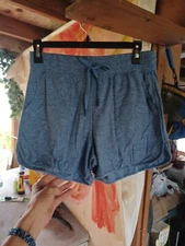 New Athletic Works Womens Shorts Size XS   0 2 Blue Knit Drawstring W Pockets