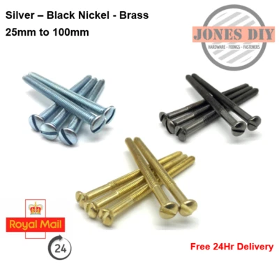 JONES DIY ELECTRICAL SOCKET SCREWS M3.5 25 35 40 50 75 100MM LONG SWITCH PLUG BLACK BRASS