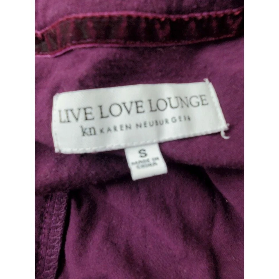 LIVE LOVE LOUNGE Conjunto de Pijama de Terciopelo Púrpura Talla Pequeña Karen Neuburger Acogedor Foto 4 de 4
