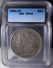 1891-CC Morgan Silver Dollar ICG XF 40