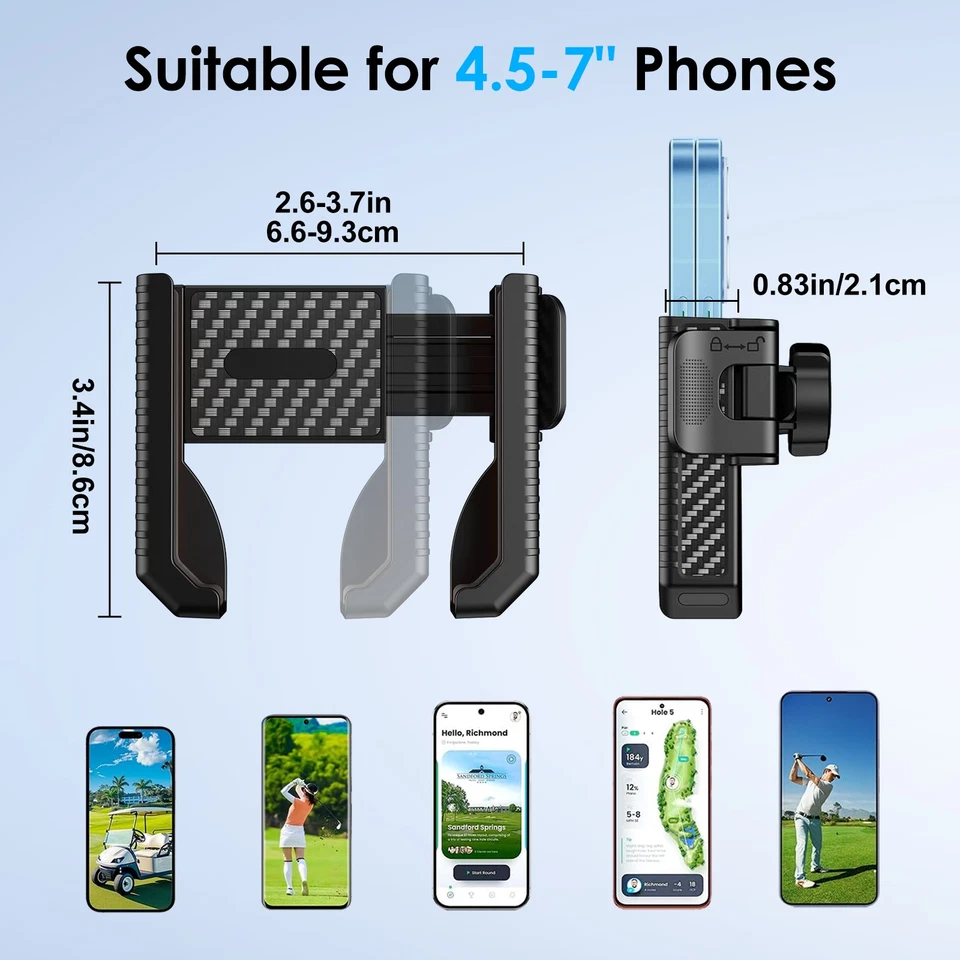 Magnetic Golf Cart Phone Holder 360° Rotation Gym Tractor Bike Mount for iPhone - Image 2 of 4
