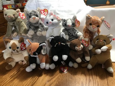 TY Beanie Babies 90s Cats~CHIP Flip NIP Snip ZIP Pounce PRANCE