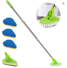 Triangle Sponge Telescopic Brush Wiper Floor Kitchen Bathroom Glass Cleaning NEW