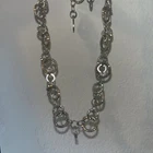 Vtg Frederic Duclos 925 Sterling Silver Gold Sparkle Ring Link Necklace 17.5 in