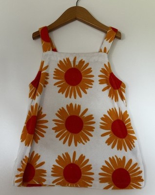 Marimekko for Target Girls Terry Cloth Mod Orange Flower Retro Cover Up Size L