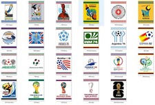 1930-2026 Juego de 23 imanes de armario con logotipo de la Copa Mundial de la FIFA 2" X 3"