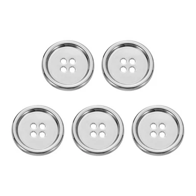 5 Stück Metallknopf 23mm (0.91") 4 Löcher Legierung Runde Nähknöpfe Weiß - Bild 1 von 4