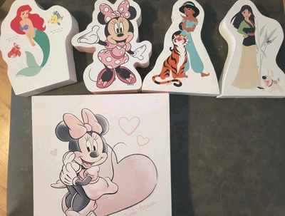 #ad #ad Lot Of 5 Disney Home Decor Wall Shelf Art Minnie Mulan Ariel Jasmine Princess $12.50
