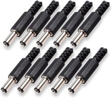 10-Pack 5.5mm x 2.5mm DC Socket Male Barrel Jack, Solder On DIY Custom Power...