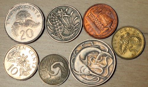 Singapore Lot of 7 Different Coins Plants Fish Birds