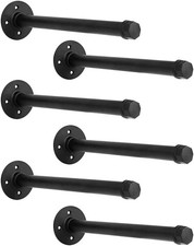 Industrial Black Iron Pipe Shelf Brackets 10 Inch Wall Mount DIY Shelving Bra...
