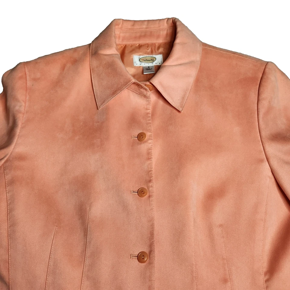 Blazer Talbots Petites para mujer talla 8P melocotón abotonado hombreras forradas Foto 2 de 4