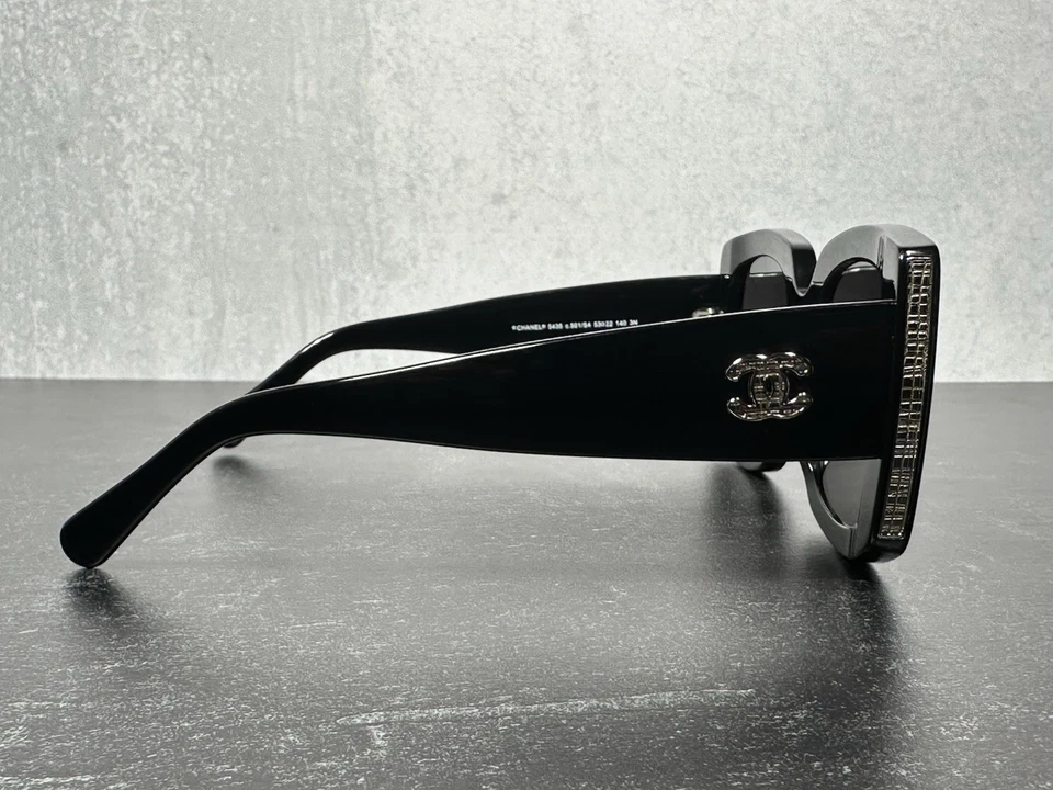 GAFAS DE SOL CHANEL 5435 CUADRADAS NEGRAS Y PLATEADAS con LENTE GRIS c501/S4! ¡SE ENVÍA HOY! Foto 4 de 4