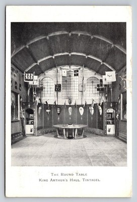 1930 King Arthur's Hall Tintagel Round Table Cornwall UK Postcard