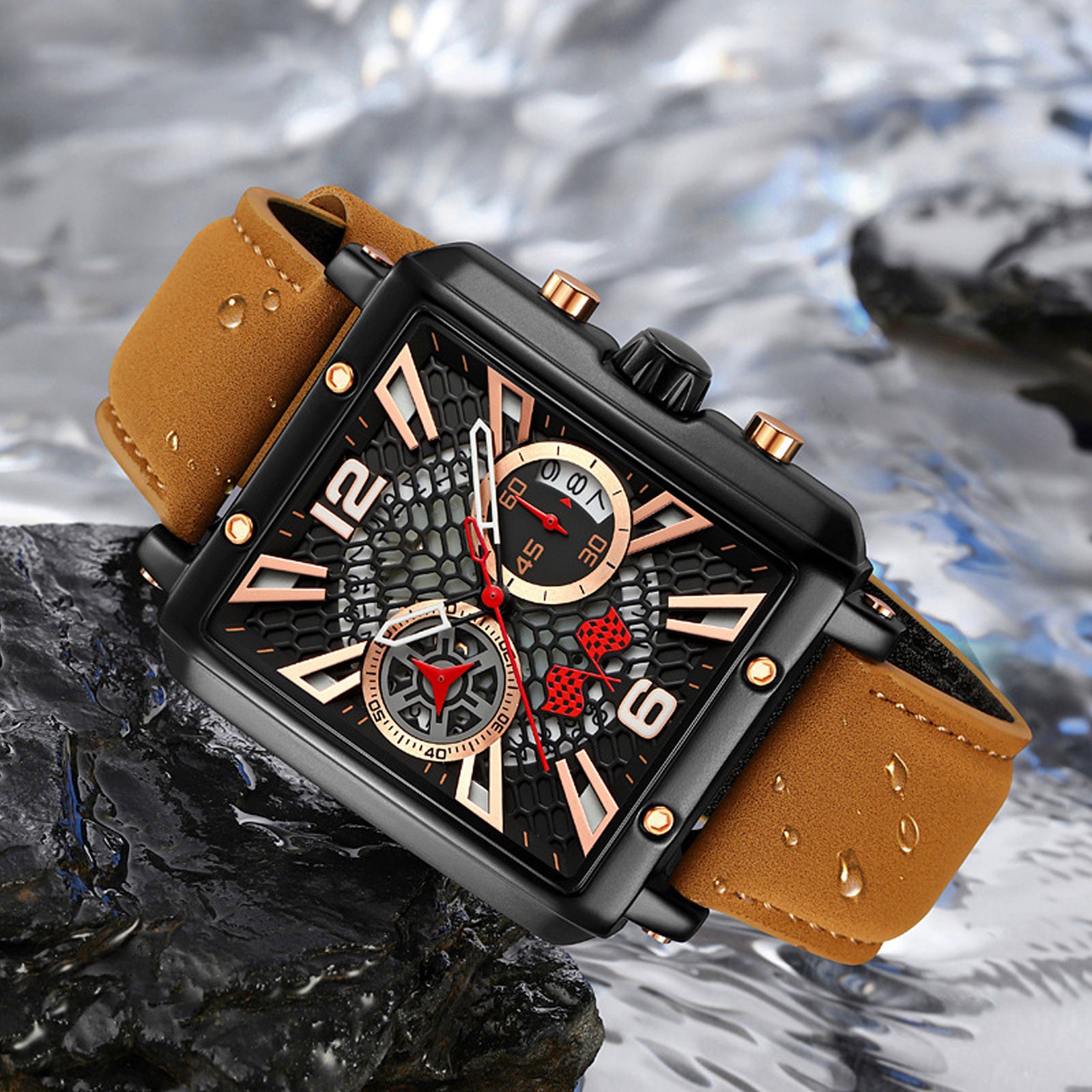 Chronograph Business Watch Analog Chronograph Business Watch Rectangular Dial