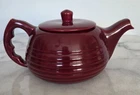 VINTAGE Bauer Pottery Monterey Ringware Snub Nosed Teapot with Lid - Burgandy