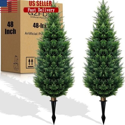 Realistic Artificial Cedar Trees 48in Maintenance-Free Indoor Outdoor Decor New