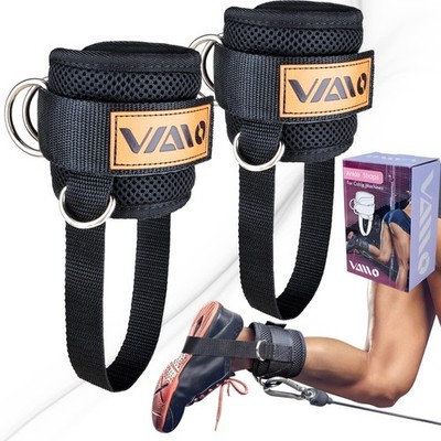 VAIIO Ankle Straps for Cable Machines,Adjustable Comfort Pair, Black - Pair 