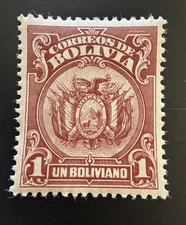 Bolivia #178 1 Boliviano MNH OG ABNCo No Watermark - Strong Centering Scarce